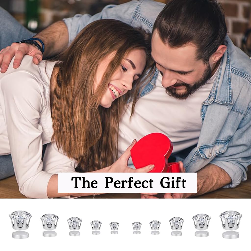 SANNIDHI Earrings Set for Women featuring Clip-on Design with 5 Pairs 4–8mm Cubic Zirconia | Ideal for Non-Pierced Ears