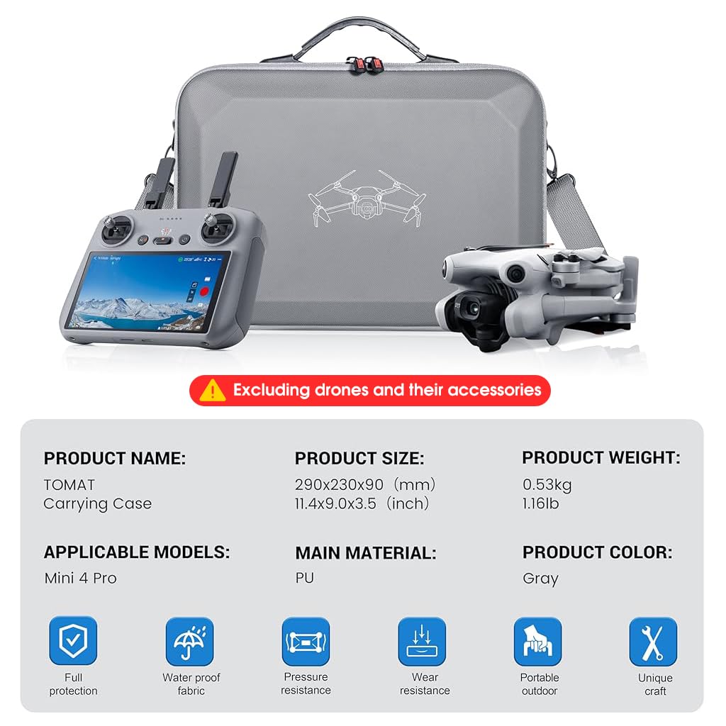 ZORBES Carrying Case for DJI Mini 4 Pro with Waterproof PU Cover and Lycra Lining | Includes Shoulder Strap and Handle