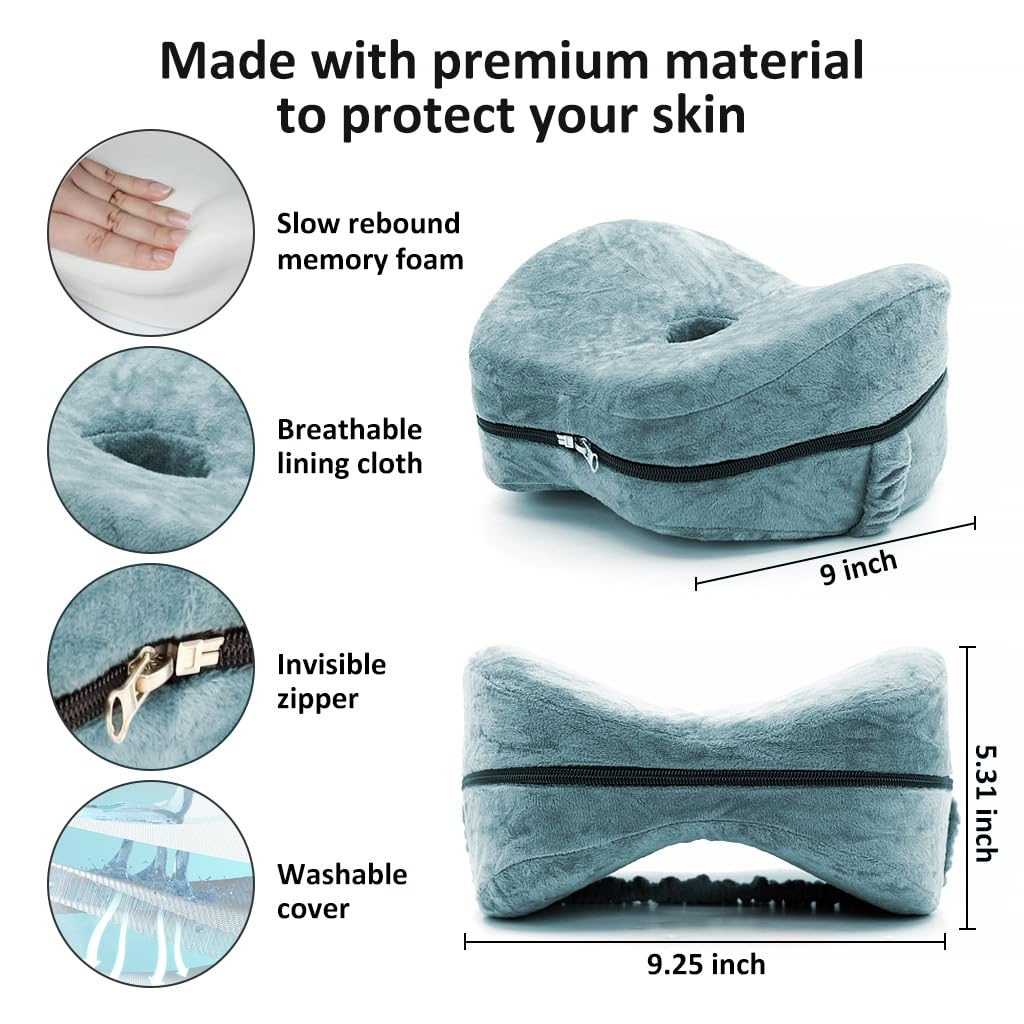 HANNEA Leg Pillow for Side Sleepers with Ergonomic Memory Foam and Adjustable Strap | Sciatica and Back Pain Relief