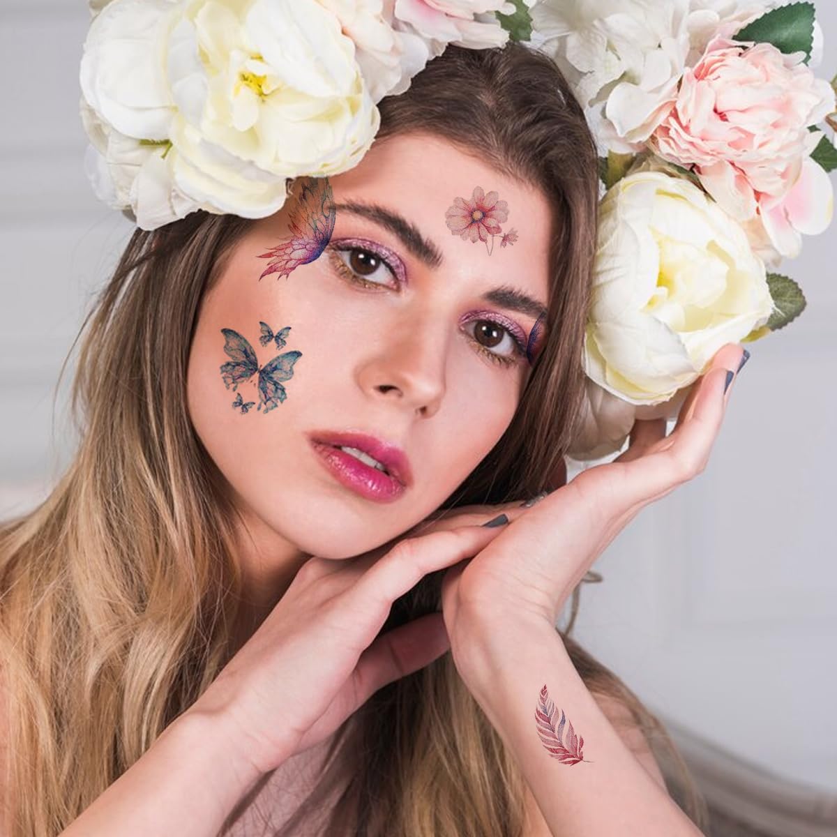 MAYCREATE Butterfly Temporary Tattoos for Women featuring 10 Sheets Waterproof Designs | Ideal for Parties and Creative Body Art