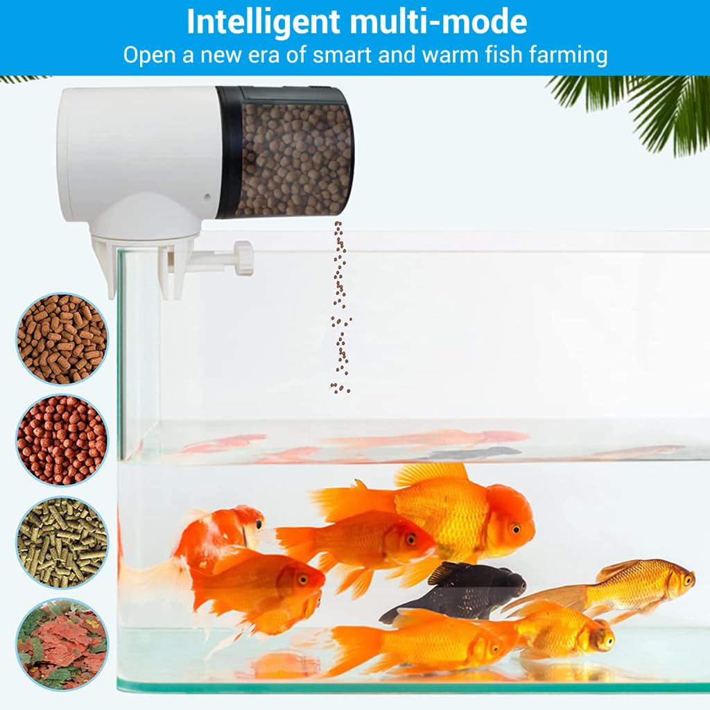 Qpets Automatic Fish Feeder for Aquariums and Ponds featuring 0.8L Capacity and 360° Rotation | Easy Timer Feeding