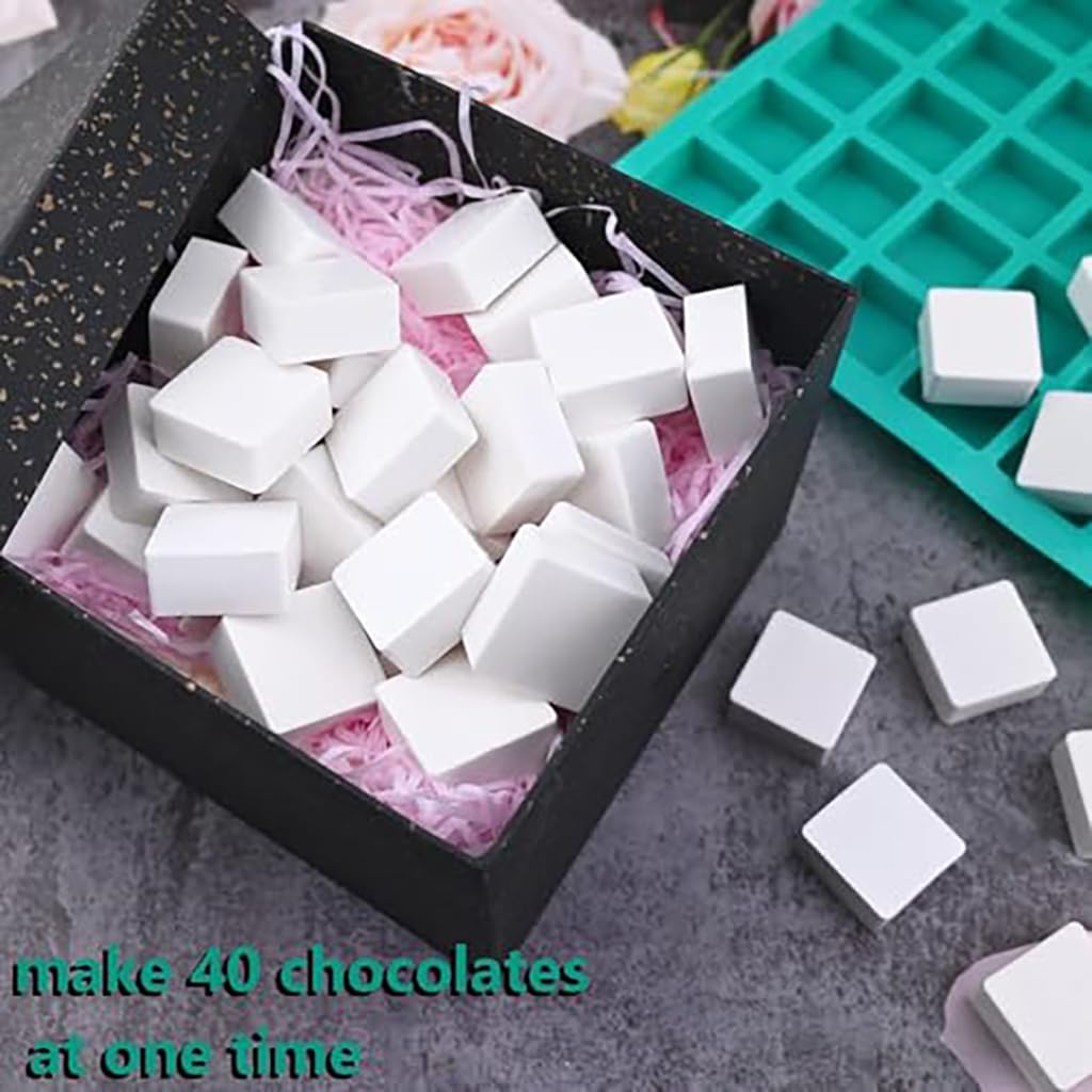 ZIBUYU Silicone Mould for Chocolate and Candy Making with 40 Square Cavities | Nonstick Food Grade Design