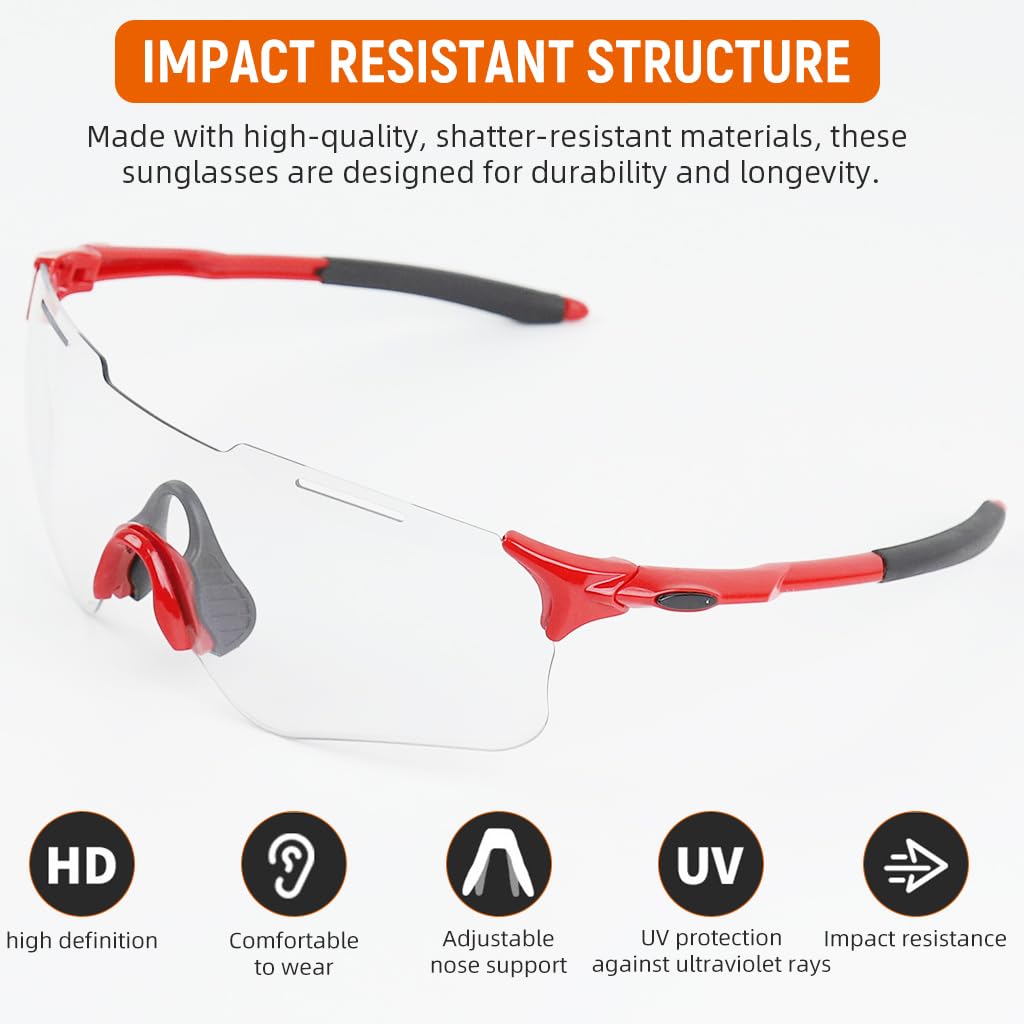 PROBEROS Photochromic Sports Sunglasses for Cycling and Running with UV400 Protection | Adaptive Unisex Outdoor Eyewear