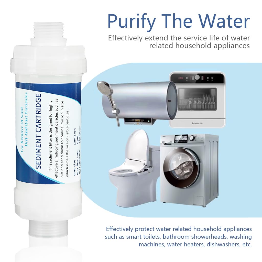 Serplex Shower System Water Filter Cartridge for Bathroom and Kitchen with 2 Cotton Refills | Universal 1/2 Inch Thread