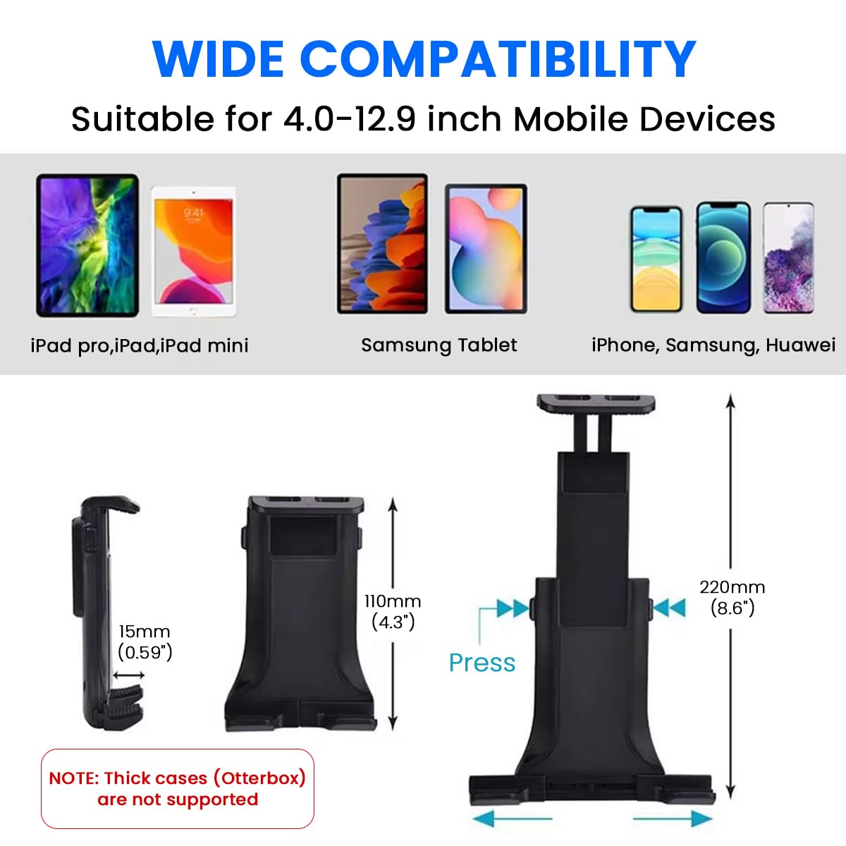 STHIRA Car Phone Holder for Air Vent with 360° Rotation and Screw Grip | Fits 4–11 in Devices