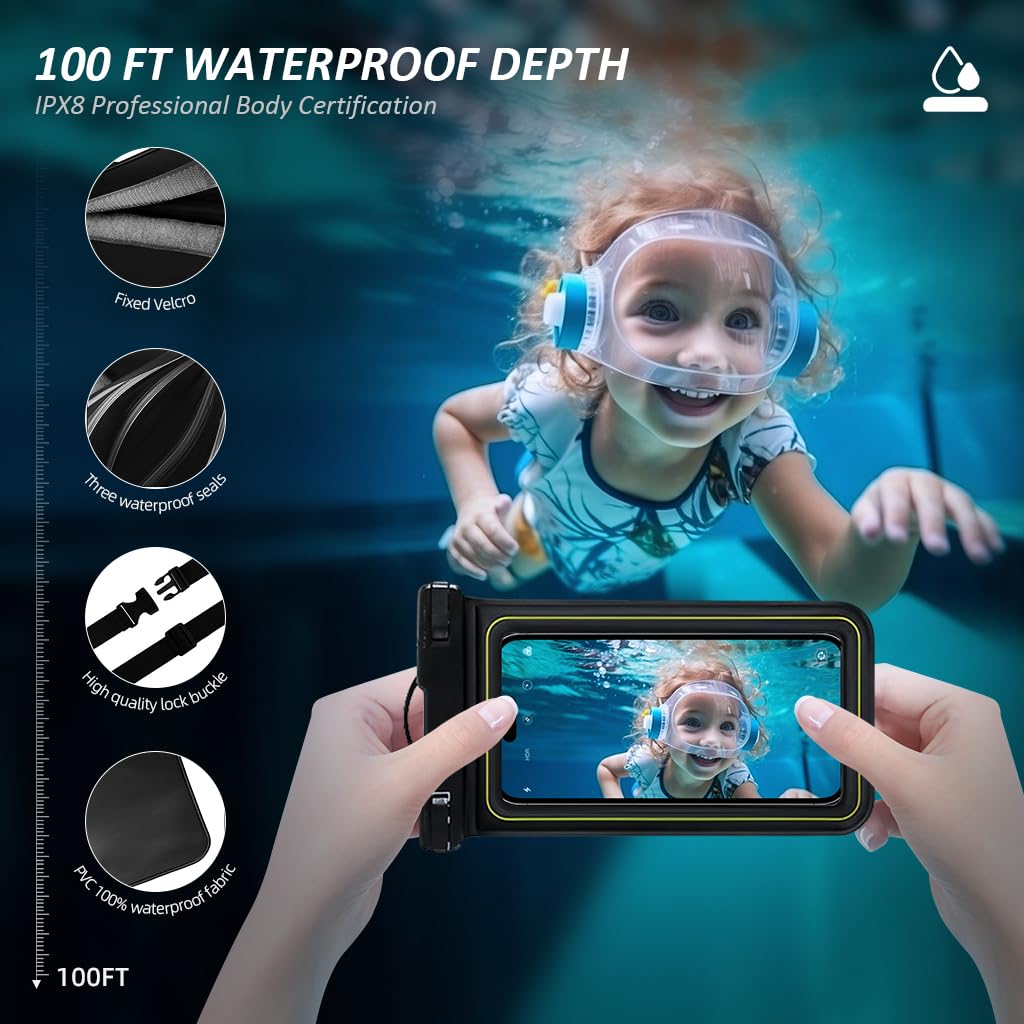 GUSTAVE Waterproof Mobile Pouch for Kayaking and Boating with Triple Seal & PVC Material | Fits 7 Inch Phones