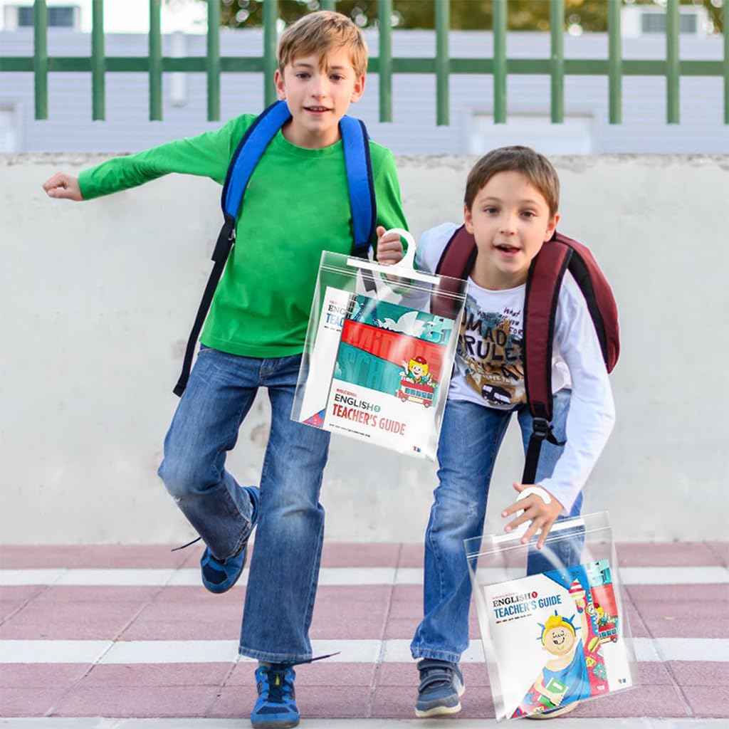 HASTHIP Hanging Storage Bags 10Pack for Classroom and Home featuring Hook and PE Material | 10.2 x 14.9 in Clear Book Pouches