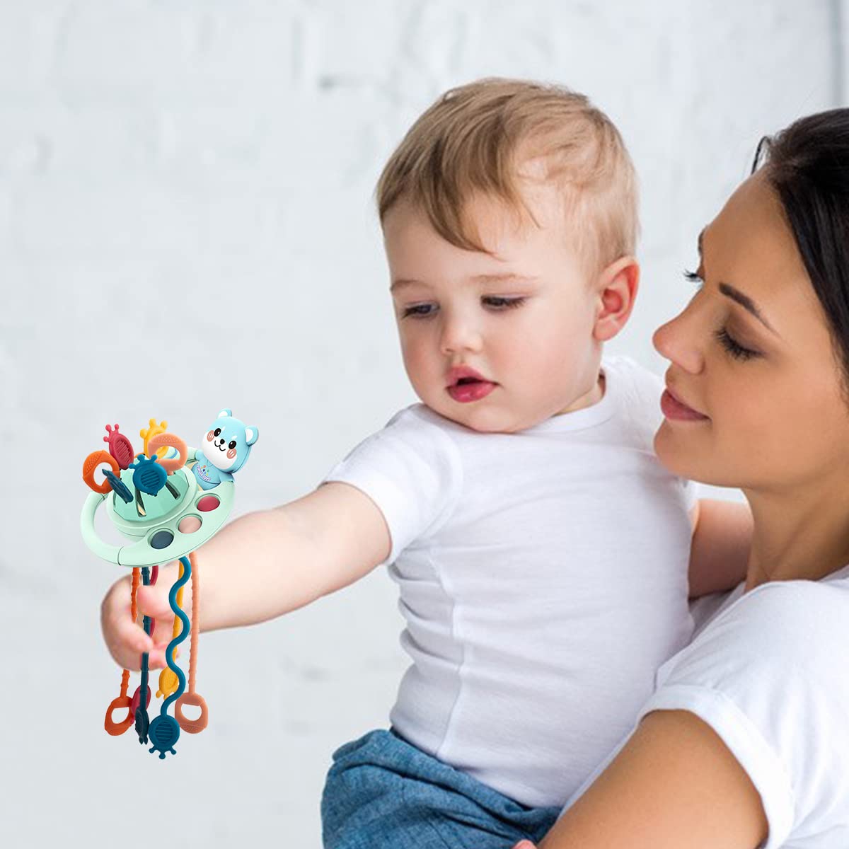 PATPAT Sensory Toys for Kids with 6 Pulling Bars and Textured Silicone | Blue Montessori Toy for Baby Development