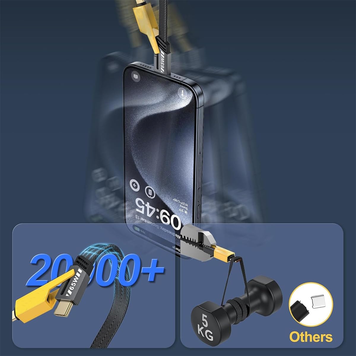 Verilux USB C Cable 4 in 1 3.3 ft PD 65W Fast Charging with Braided Nylon Design | Data Transfer