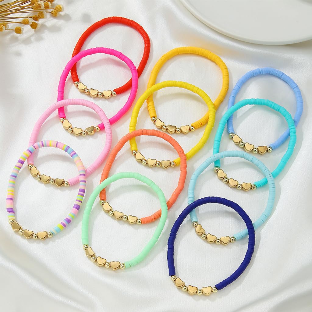 SANNIDHI Friendship Bracelets Set for Girls with Heat-Link Charms and 12 Rainbow Clay Beads | Ideal Gift for Sisters and Festivals