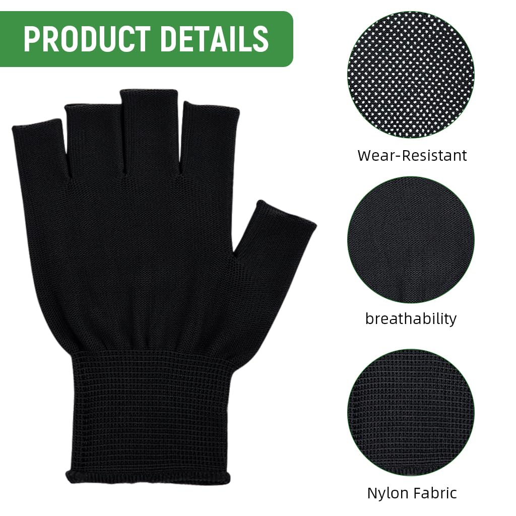 PROBEROS Work Gloves for Repair and Cycling featuring Silicone Anti Slip Palm | 4 Pairs Breathable Cotton Half Finger Design