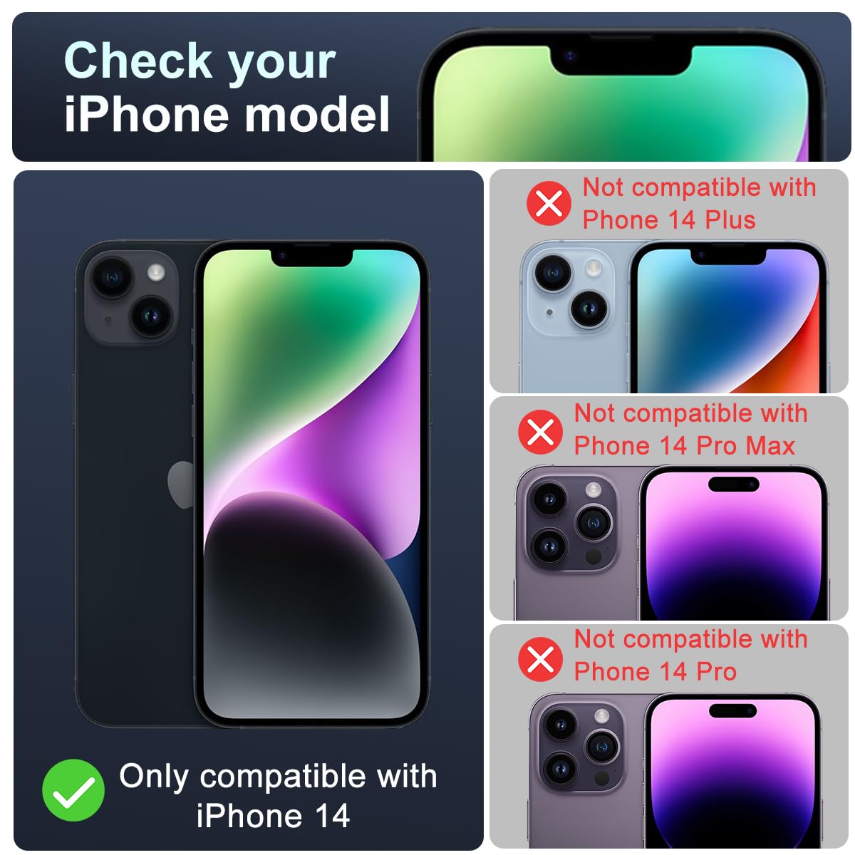 ZEITEL Tempered Glass Screen Protector for iPhone 14 with 9H Hardness and Easy Installation Kit | 2 Pack and Lens Protector