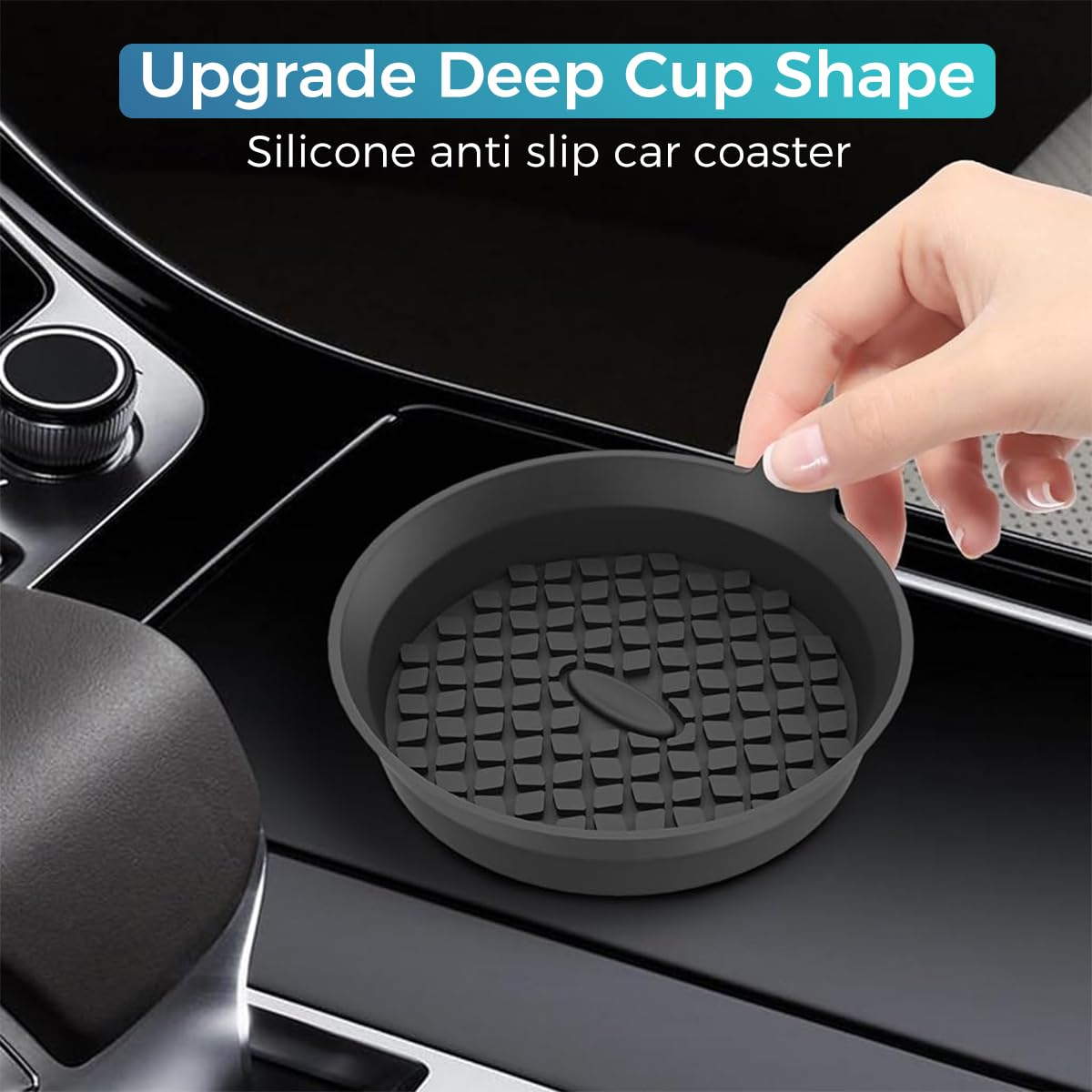 STHIRA® 4Pcs Car Coasters Silicone Non-Slip Recessed Car Cup Holder Insert Mats Cup Holder for Car Universal Quality Car Accessories Interior Protects Against Spills and Dust Ideal for All Vehicles