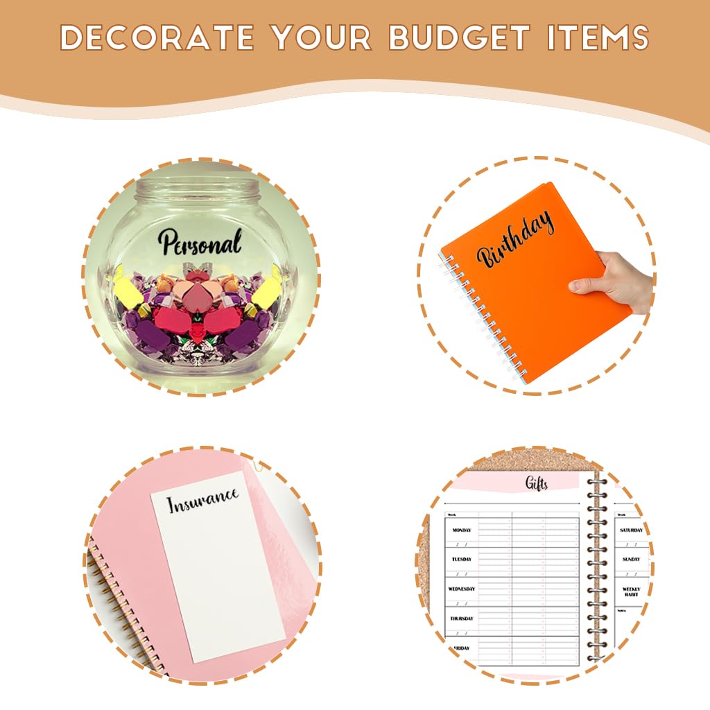 HASTHIP Cash Envelope Sticker Labels for Budget Planner featuring 28 Black Vinyl Decals