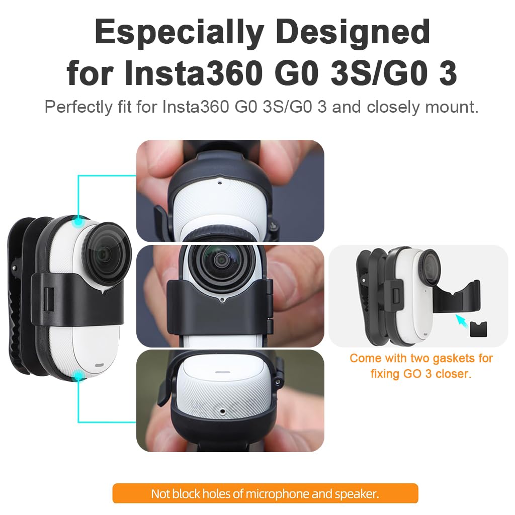 ZORBES Camera Backpack Clip for Insta360 Go 3s featuring 360° rotation and secure quick release mount