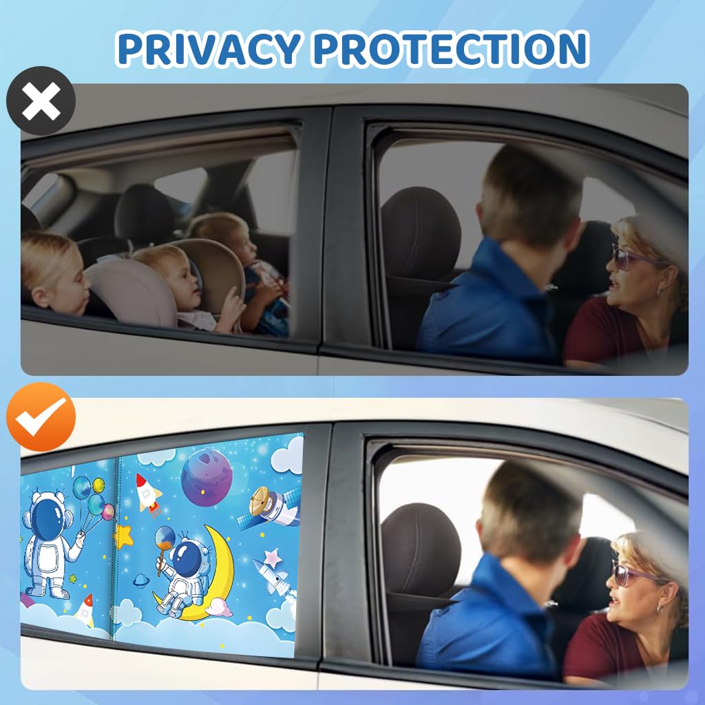 STHIRA Magnetic Car Window Sun Shade for Kids with Double Layer UV Protection | Cartoon Design