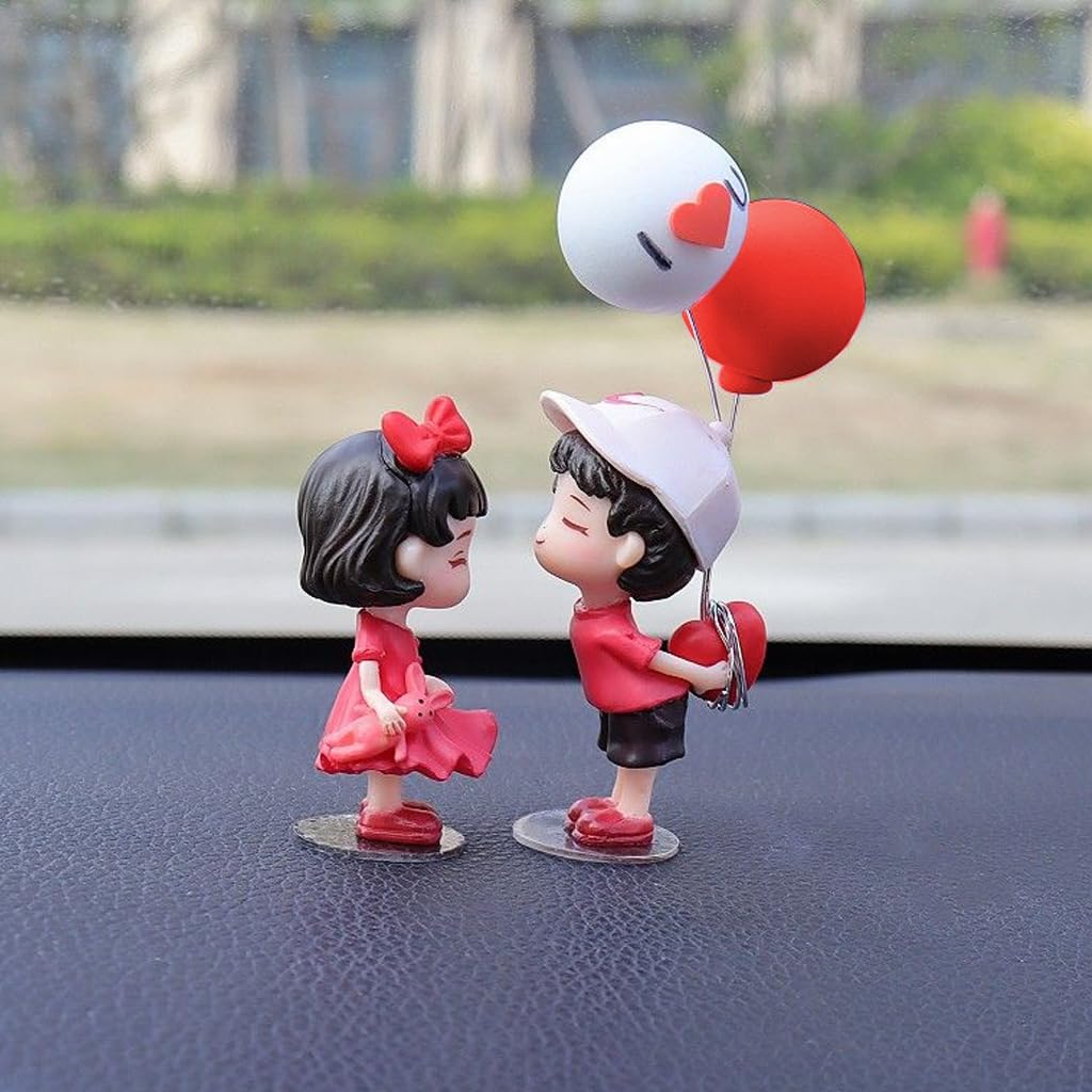 STHIRA Car Couple Ornament for Dashboard with Self Adhesive Base | Cute Cartoon Decor Gift