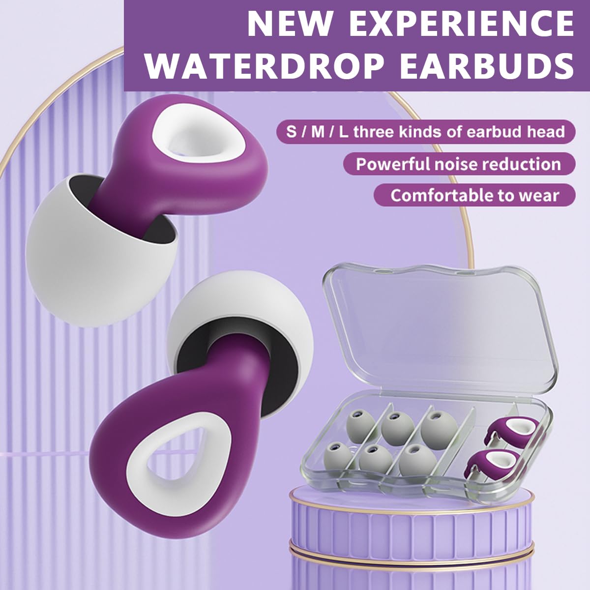 HANNEA Ear Plugs for Sleeping with 32 dB Noise Reduction Filter and Soft Silicone Tips | 3 Sizes