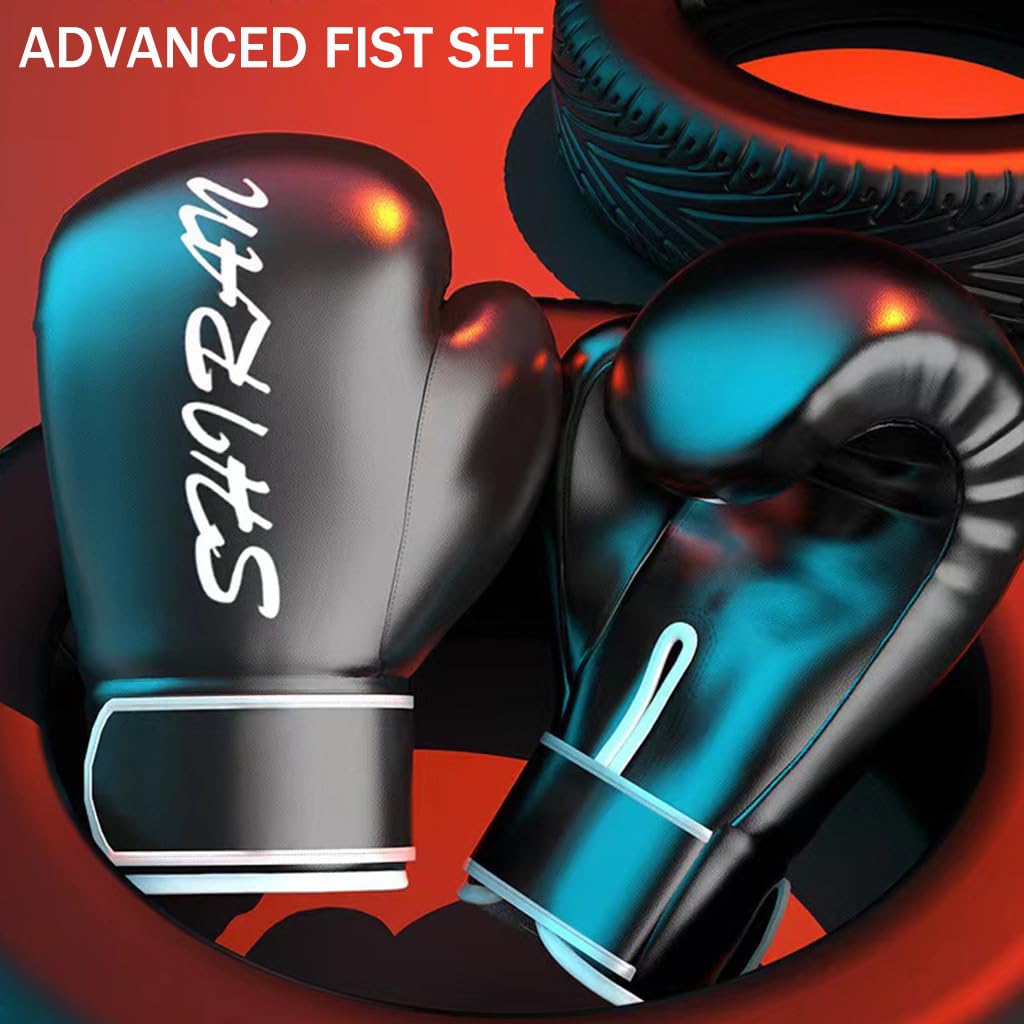 Proberos Boxing Gloves for Teens and Kids with 3 Inch Padding and PU Leather | 8oz Black