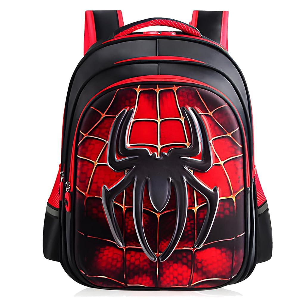 PALAY® School Kids Backpack 3D Cartoon Spider Print Hard Shell Backpack Lightweight School Backpack Padded Shoulder Strap And Lift Handle Waterproof School Backpack School Gift for Kids 6-10 Years Old