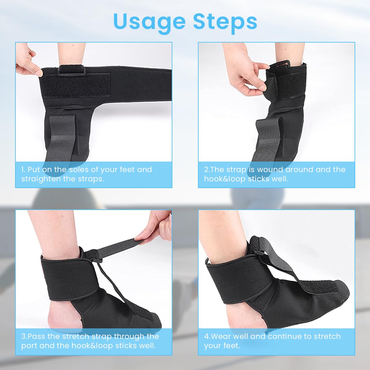 HANNEA Ankle Foot Orthosis for Foot Drop with Adjustable Belt and Anti Slip Sole | 25.2cm Fit