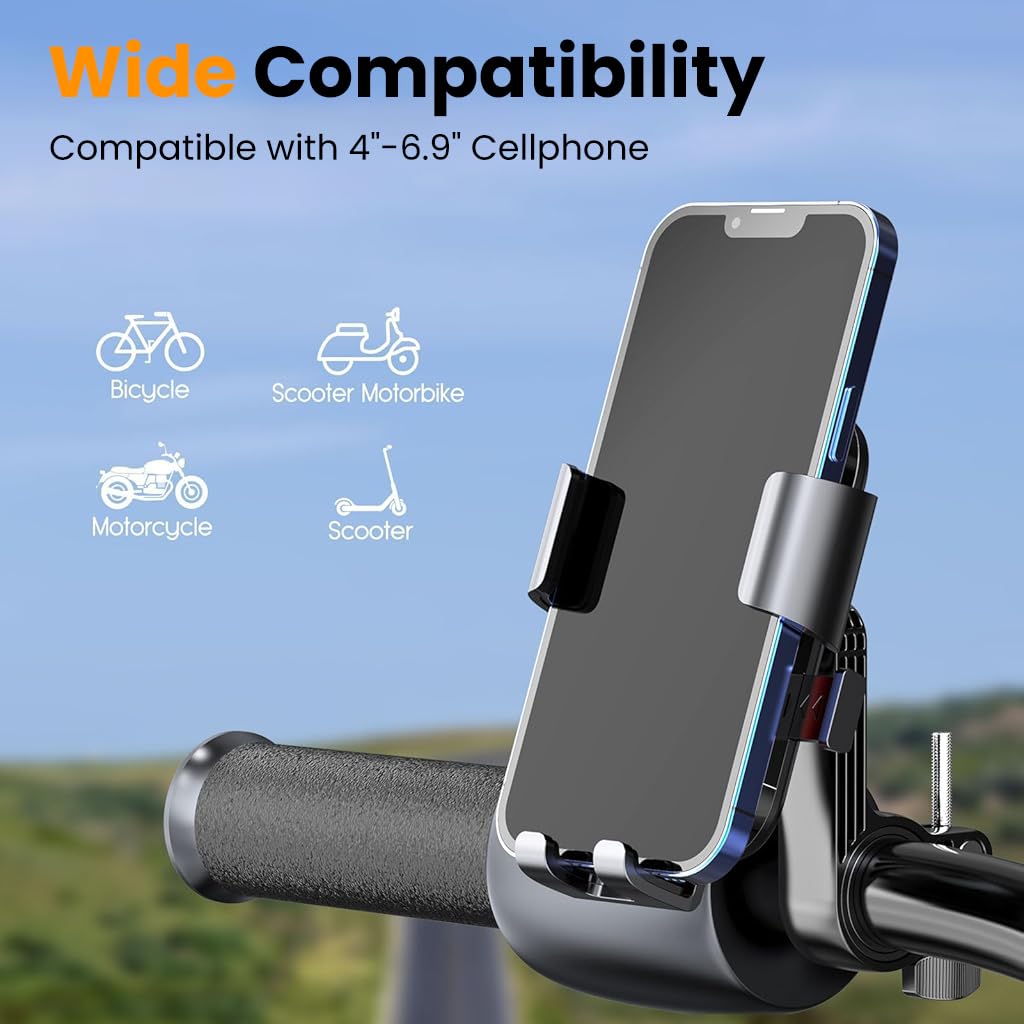 ZORBES® Riding Phone Mount Bike Phone Holder 360 ° Rotatable Bike Phone Mount Anti-Slip 6-Claw Retractable Phone Holder Screw-Fixed Handle Bar Mount Phone Holder for Most Phones