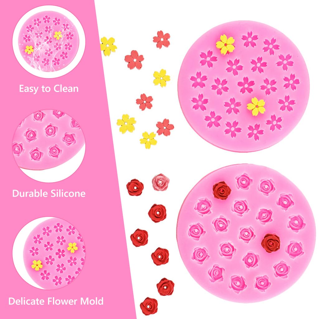 ZIBUYU Silicone Flower Molds for Cakes and Dessert Decorations | Reusable Baking Tools
