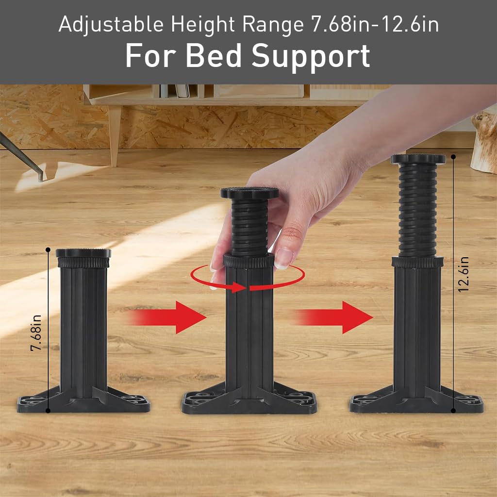 Serplex® 2Pcs Bed Support Legs Replacement Bed Frame Legs Furniture Legs Heavy Duty Adjustable Height 7.6