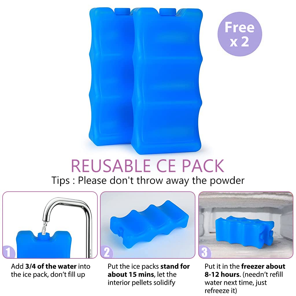 Zibuyu Breastmilk Storage Bag for Travel with Double Layer Insulation and Ice Pack | 3 PCS Purple