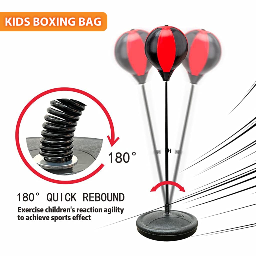 Proberos Punching Bag for Kids with 42 in Adjustable Stand and Spring Stake | PVC Boxing Set