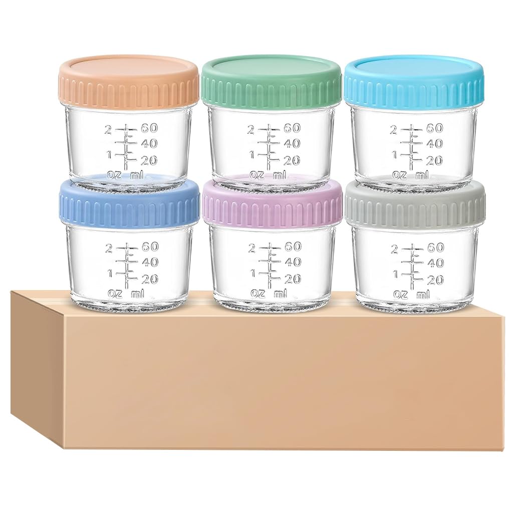 HASTHIP Salad Dressing Container Set for Seasonings and Jam 6 Pcs 4 Oz Glass Jars with Lids