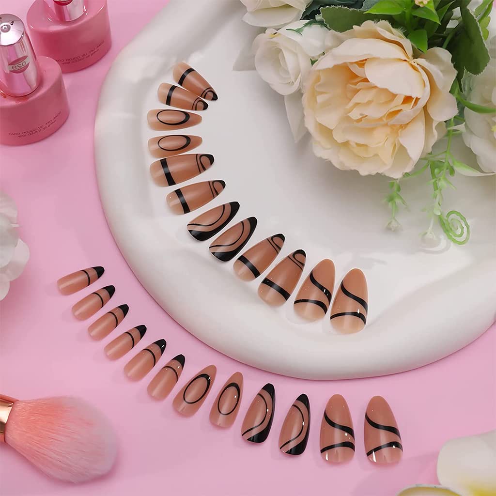 MAYCREATE French Artificial Nails Art Set for DIY Nail Salon Use with 24pcs Jelly Tabs | ABS Press On Nails for Women