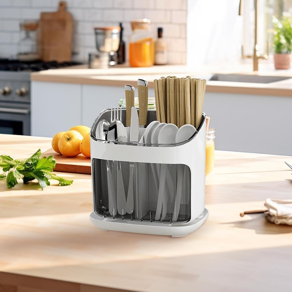 Supvox Cutlery Holder for Kitchen Utensils with 3 Compartments and Quick Draining 20.2x9x12.5cm