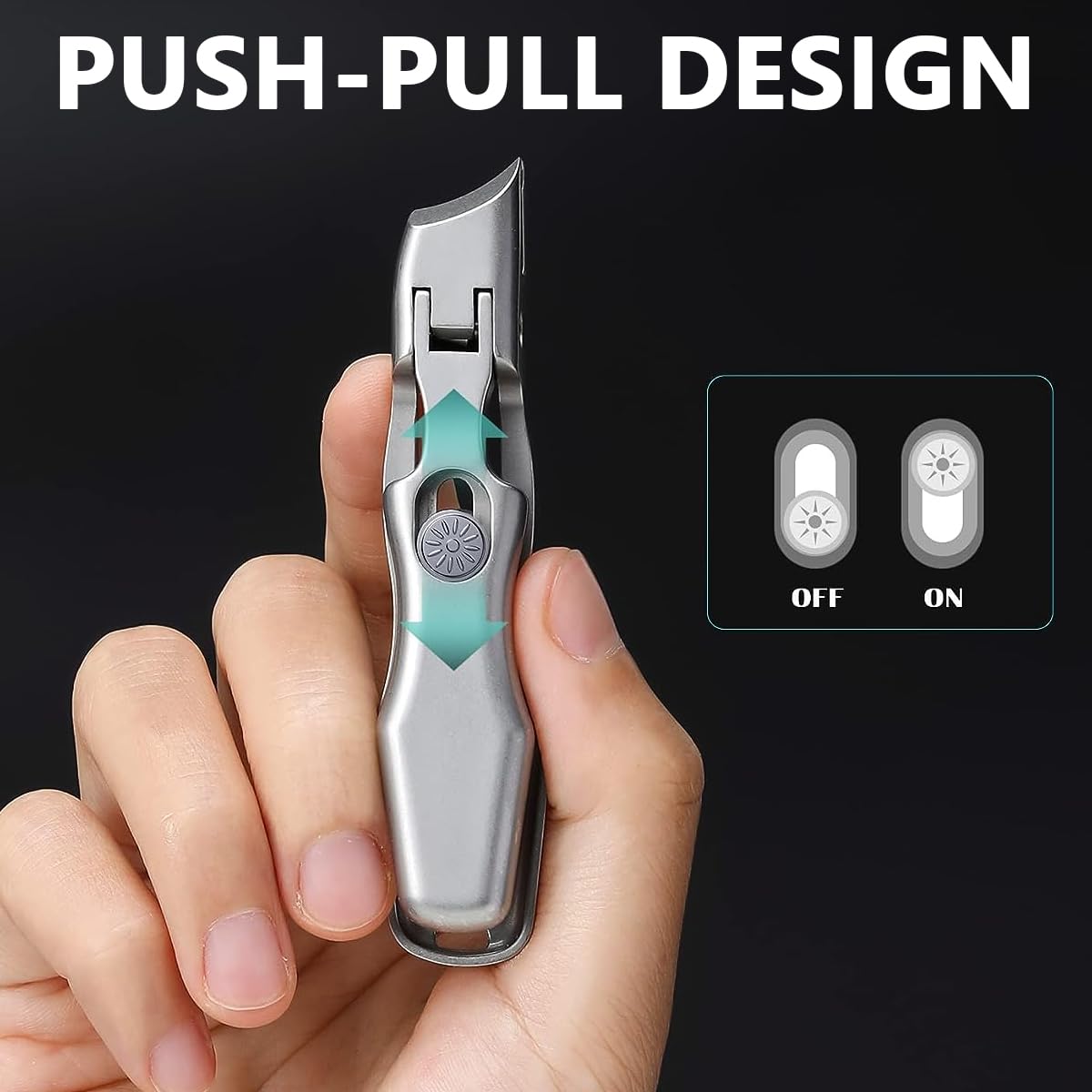 MAYCREATE Nail Cutter for Men with Angled Wide Opening Jaws and Leather Cover | Stainless Steel Clippers for Thick Nails