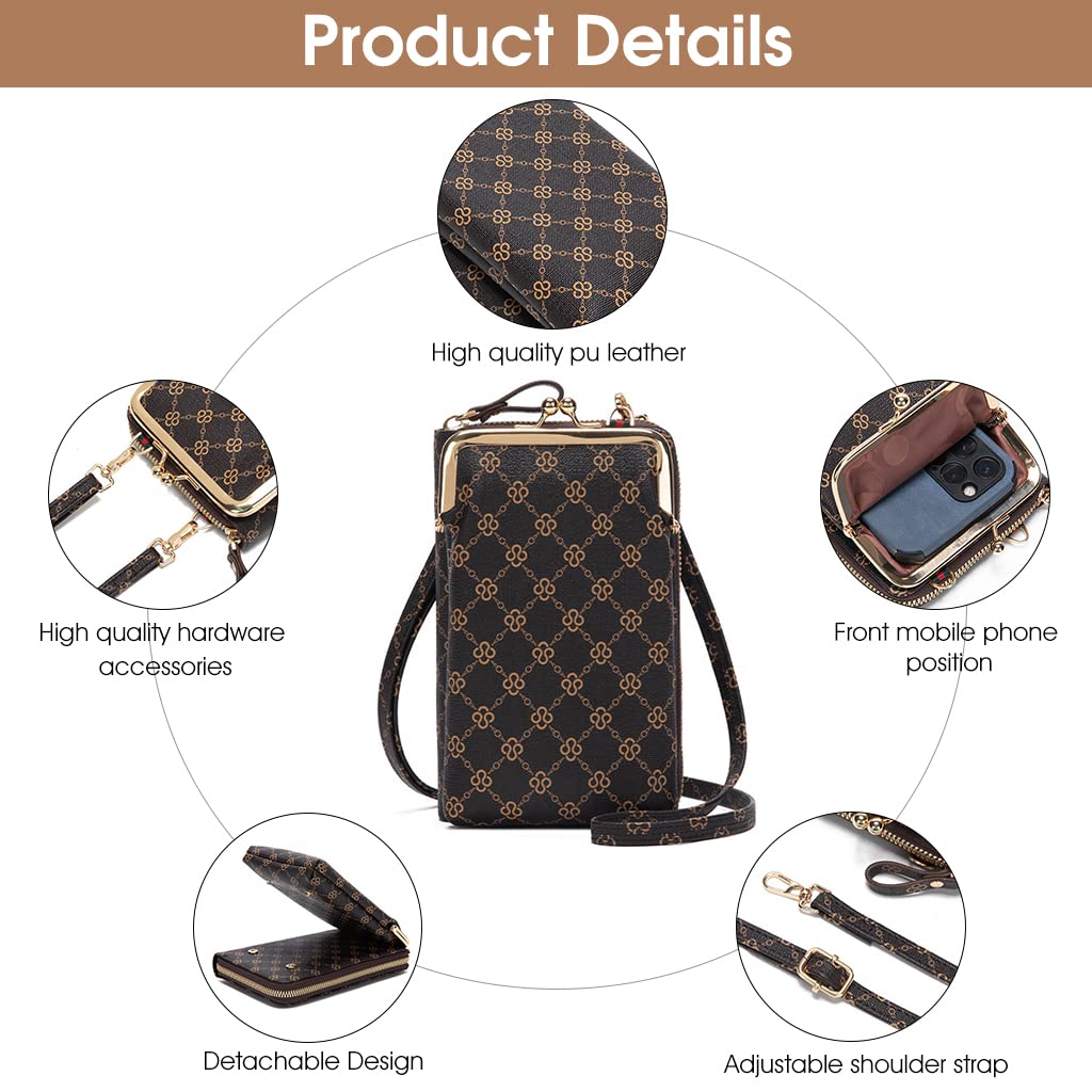 PALAY  Crossbody Phone Bag for Women Stylish PU Leather Mobile Cell Phone Holder Pocket Purse Wallet Bag Pouch with Zipper Sling Bag Mini Shoulder Bags