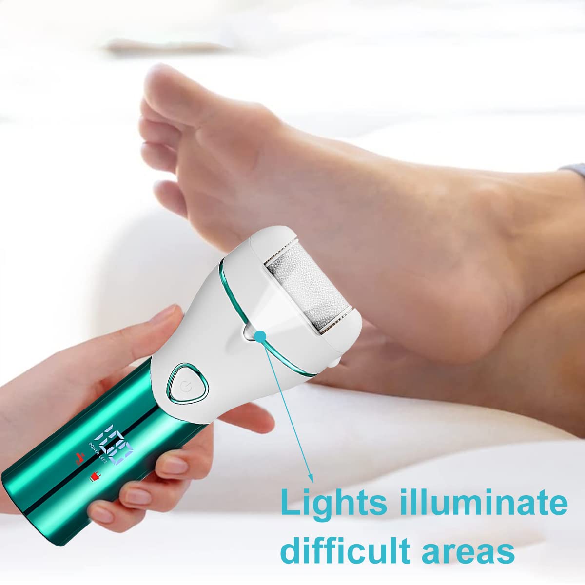 HANNEA Pedicure Scrubber for Smooth Feet with 2 Speeds and LCD Display | Rechargeable 1200mAh Electric Callus Remover