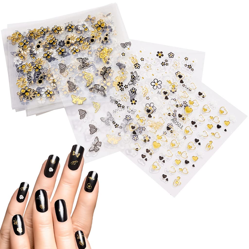MAYCREATE 3D Nail Art Stickers for DIY Nail Design with Self Adhesive Sheets | 30 Sheets