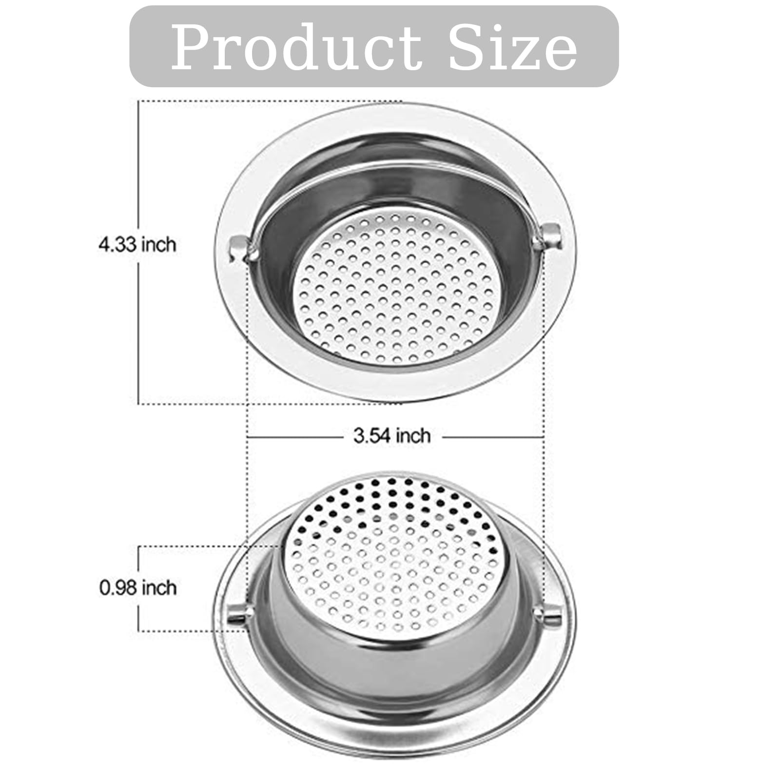 HASTHIP Sink Strainer for Bathroom and Kitchen featuring Anti-Clog Mesh 4.33 in | 2 Pack Stainless Steel