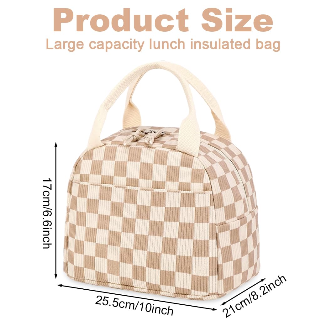 HASTHIP Lunch Bag for Office with 9L Capacity and Dual Zipper | Corduroy Beige Tote