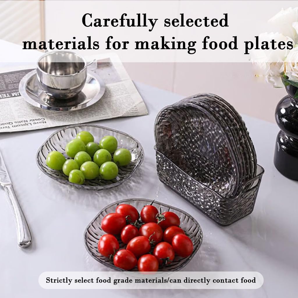Supvox Appetizer Plates for Snacks and Desserts with Storage Rack 8 Pcs 4.7 in Acrylic | Sleek Square Serving Set
