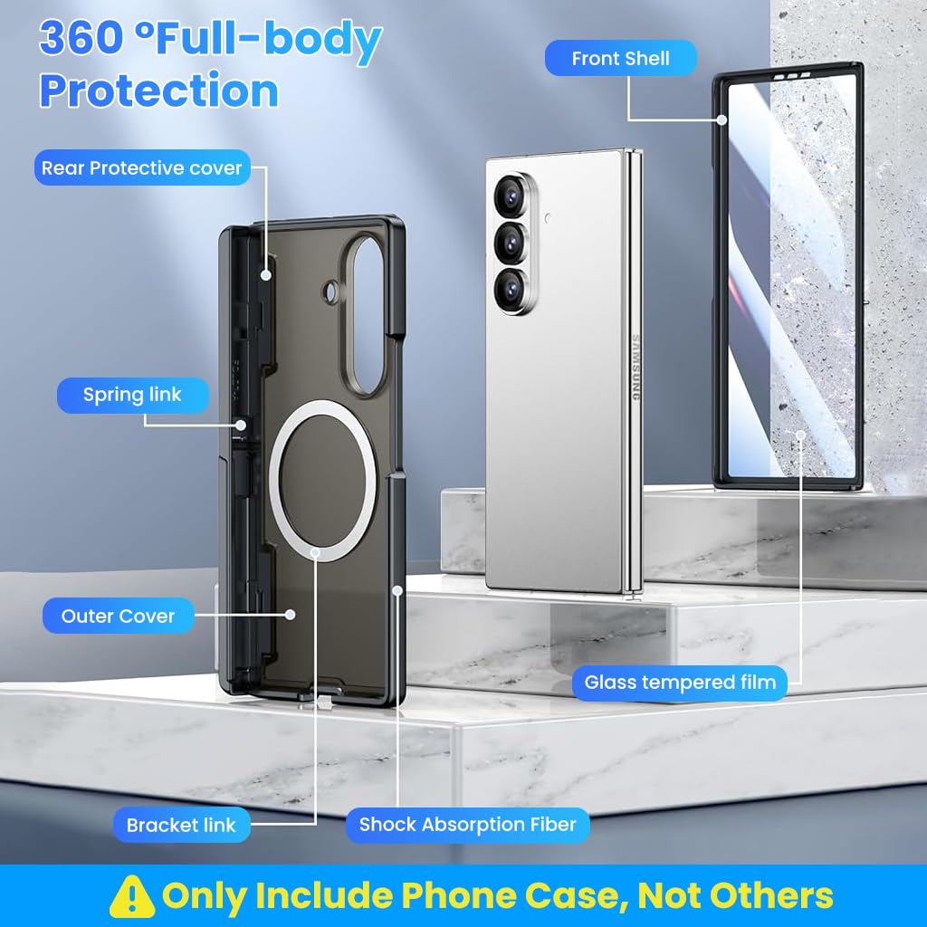 Zibuyu Galaxy Z Fold 7 Phone Case with Hinged Kickstand and Matte Finish | Supports Magnetic Wireless Charging