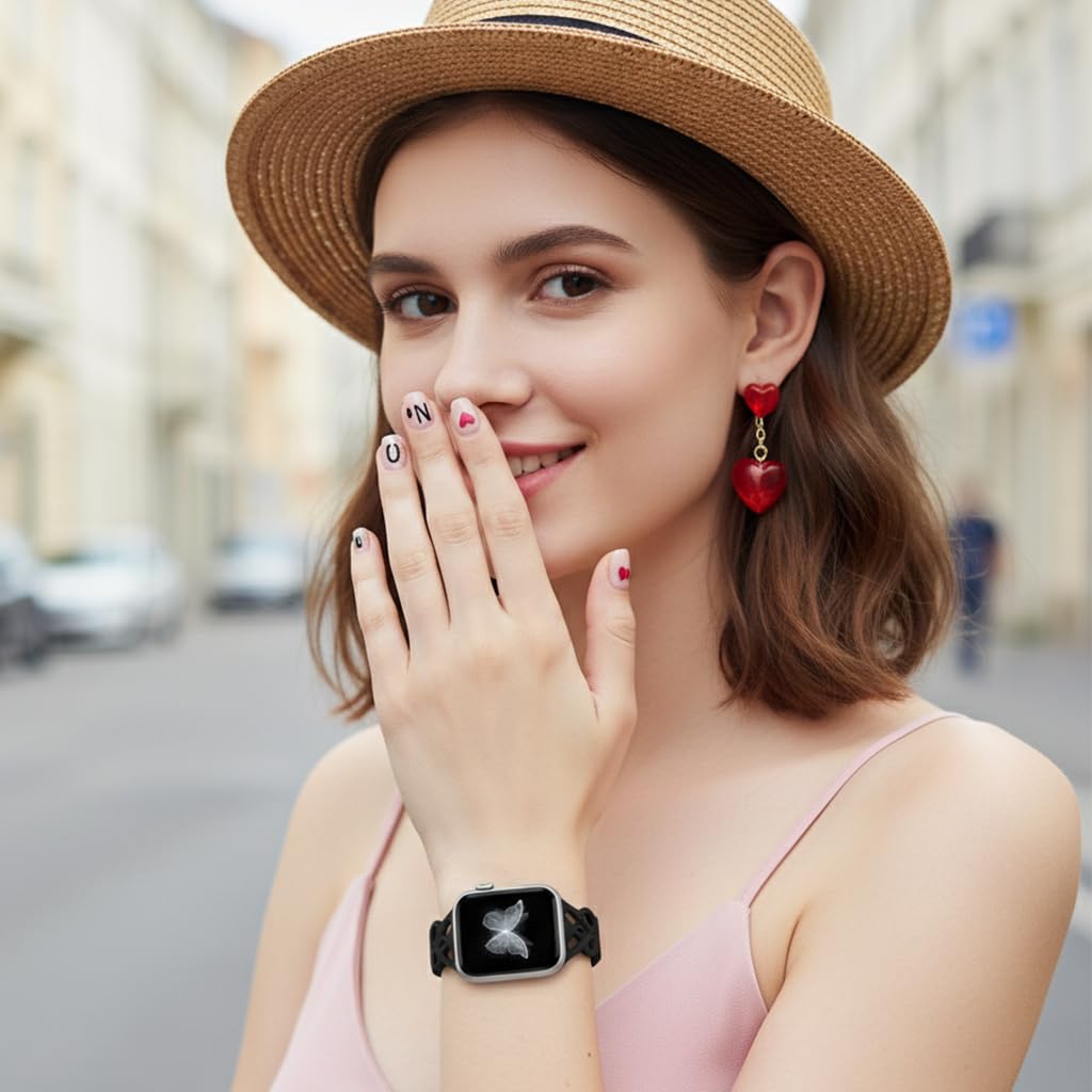 ZORBES iWatch Ultra S11 Watch Band for Women featuring Elegant Cutout Design and Waterproof Silicone