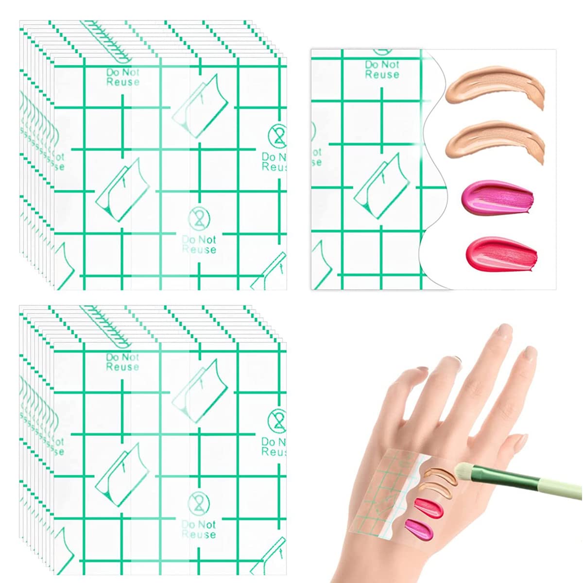 MAYCREATE® 100Pcs Hand Palette for Makeup PU Film Makeup Palette Artist Must Haves Waterproof Transparent Adhesive Makeup Mixing Tape for Foundataion Blending (2.4''x2.4