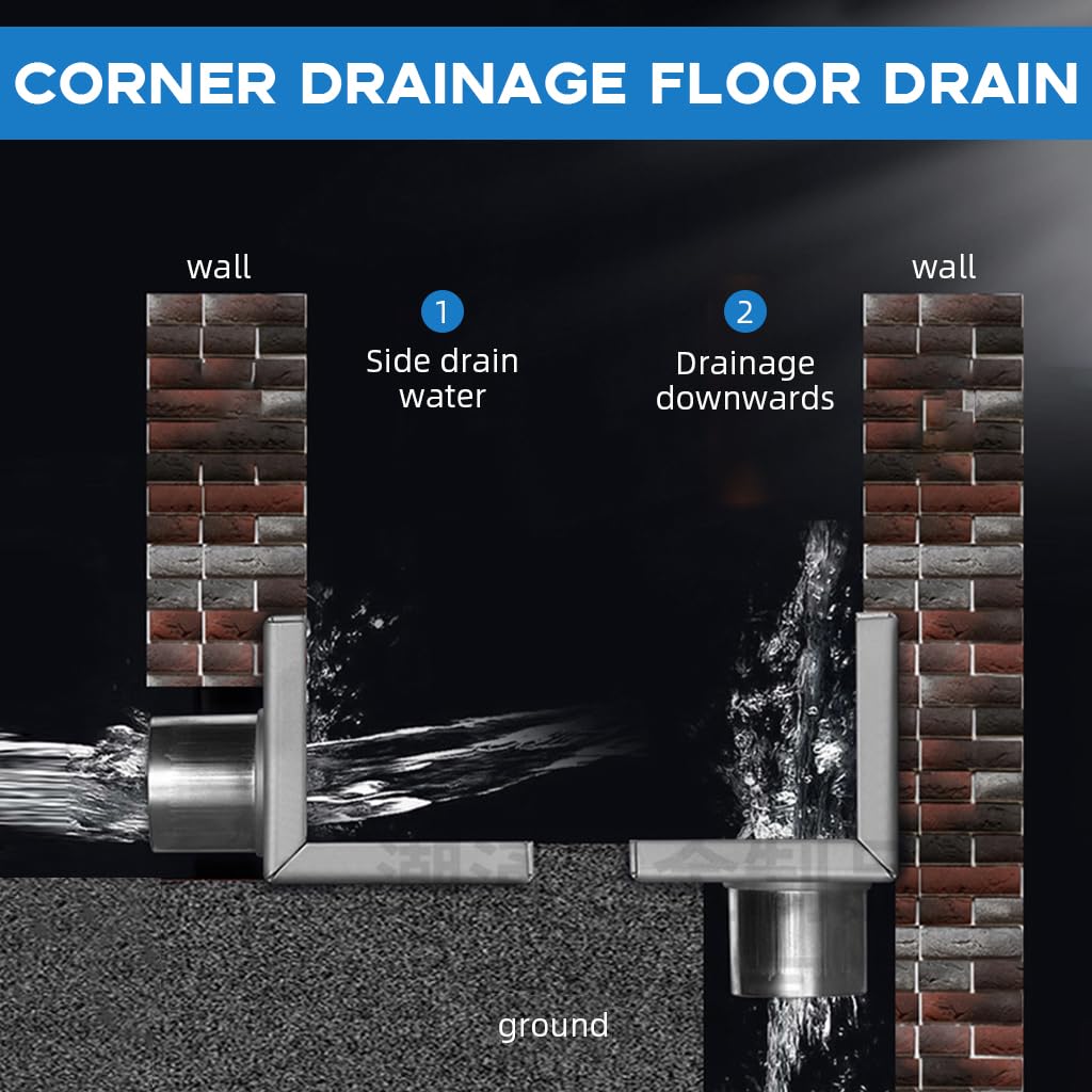 HASTHIP Stainless Steel Corner Floor Drain Cover 10 x 6.5cm for Shower and Balcony | Rust-Resistant Anti-Clog L-Shaped Design