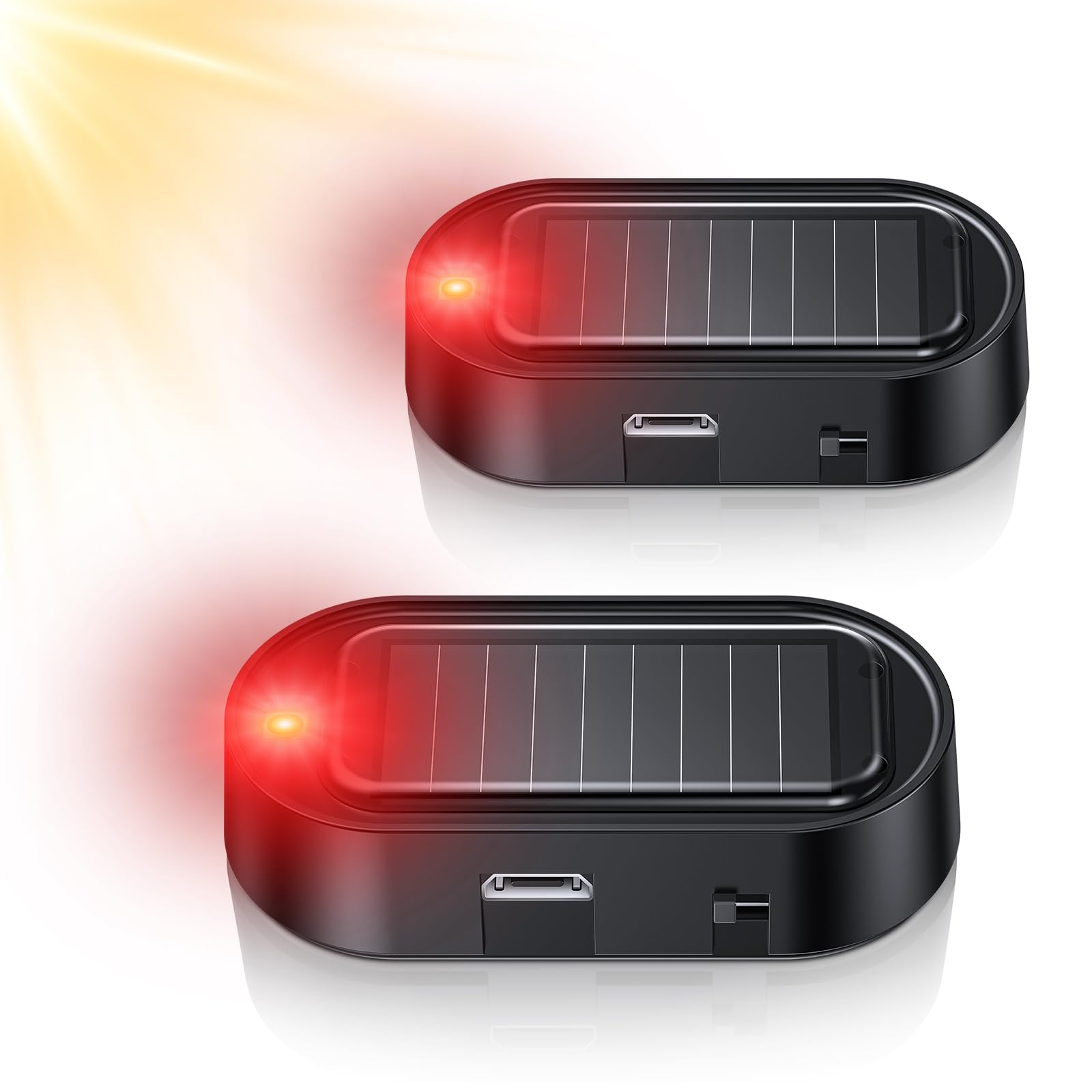 STHIRA® Solar Power Simulated Dummy Alarm Security Light, Self-Adhesive Fake Alarm LED, Auto Charging, with Micro USB Charging Port, Self-Adhesive Peel-and-Stick Dummy Car Alarm Light