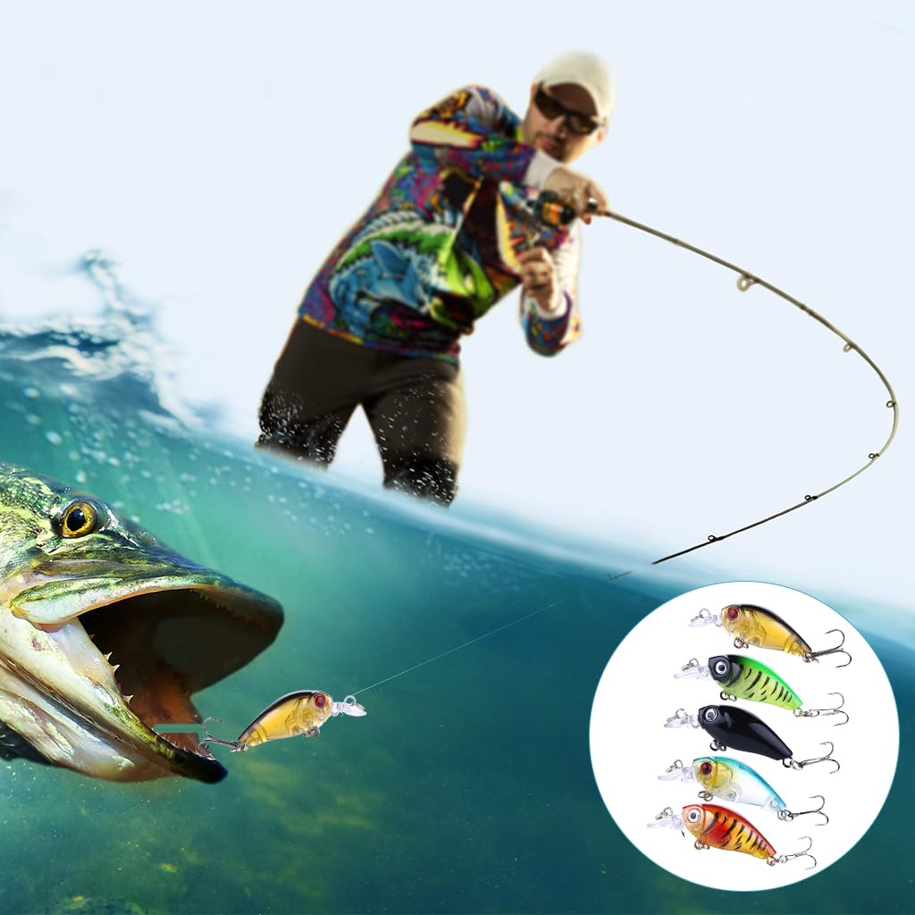 Proberos Fishing Lures Kit for Bass with 4.5cm 4g Crankbaits and 3D Eyes | 5pcs Set