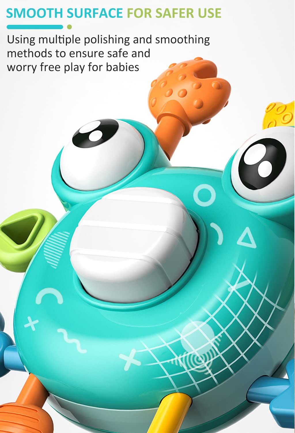 PATPAT Sensory Toys for Kids featuring Pull String Crab Design with Food Grade Silicone | Montessori Fine Motor Skill Toy for Babies 6+ Months