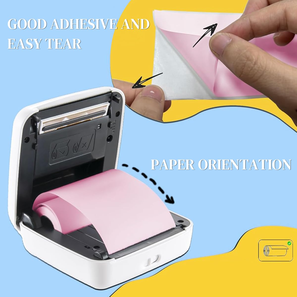 ZEITEL Mini Bluetooth Thermal Printer for iOS and Android with 200DPI Printing | 13 Papers and 3 Sticker Rolls for Journaling and DIY Crafts