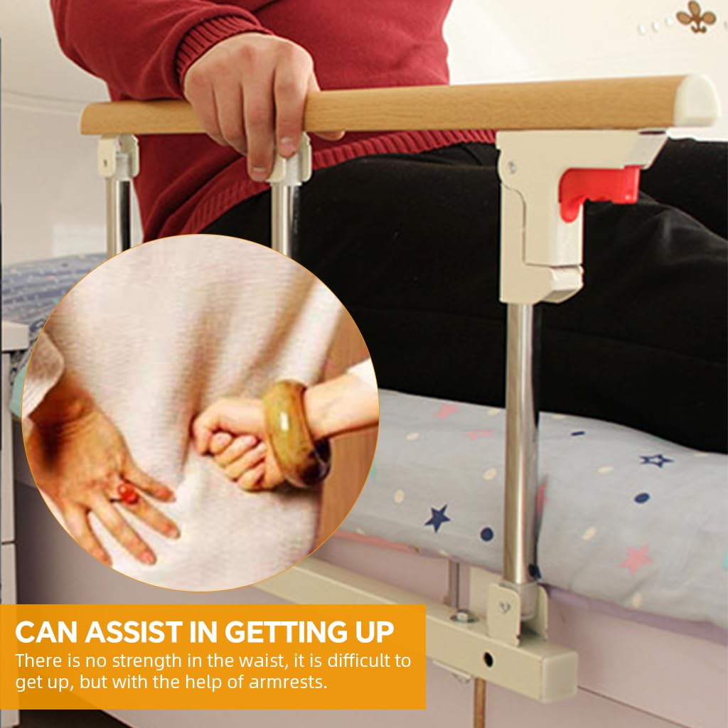 HASTHIP Folding Bedside Handrail for Safe Bed Access featuring Foldable Design & 68x40cm Stainless Steel Support | Ideal for Elderly and Patient Use