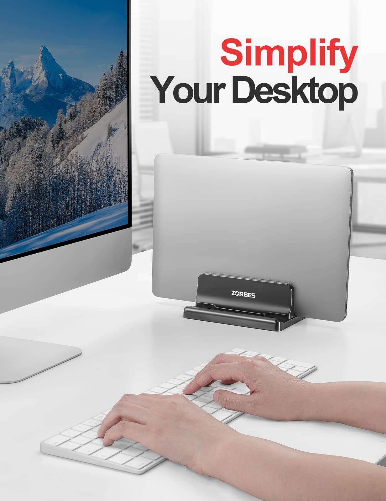 ZORBES Laptop Stand for 17.3in Devices with Adjustable 1.4–4cm Dual Slot Design | Desktop Organizer